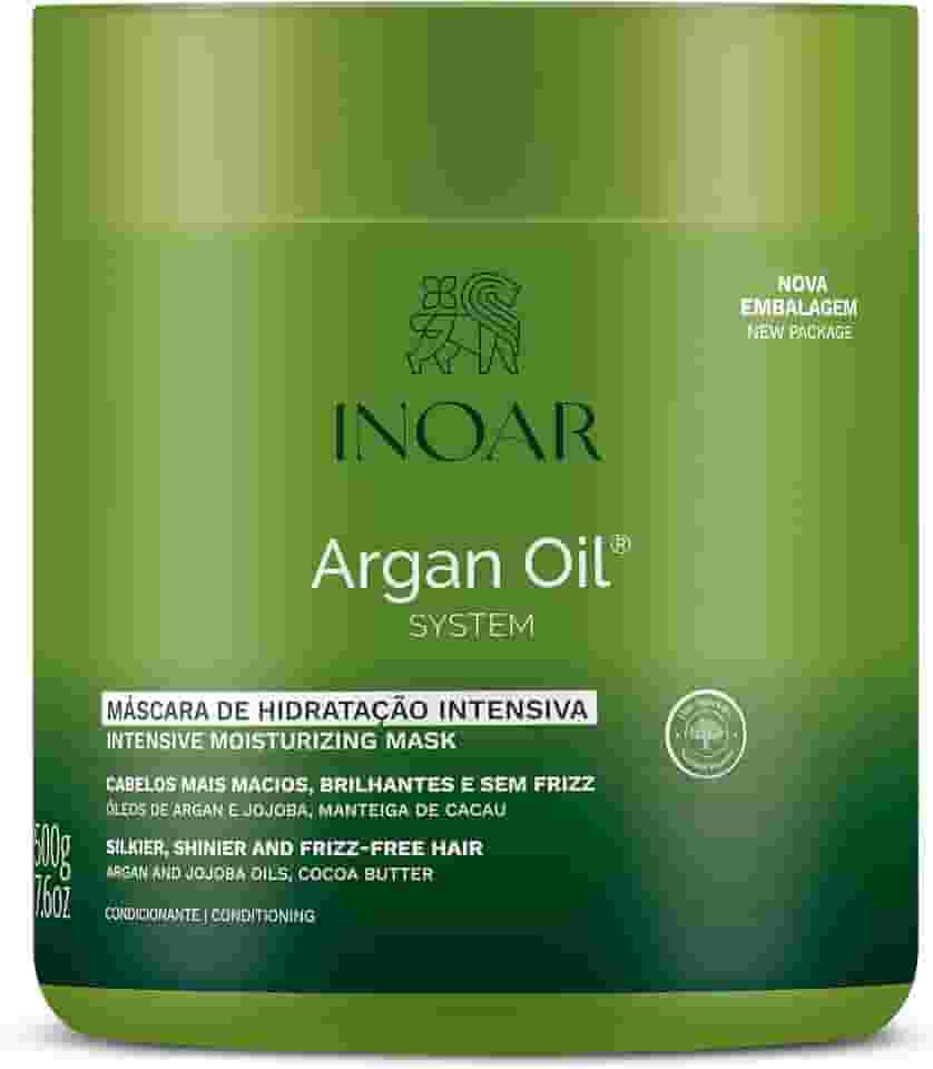 Inoar, Argan Oil Máscara Capilar – Hidratação Profunda, Brilho e Maciez com Óleo de Argan para Cabelos Secos ou Fragilizados - 500g