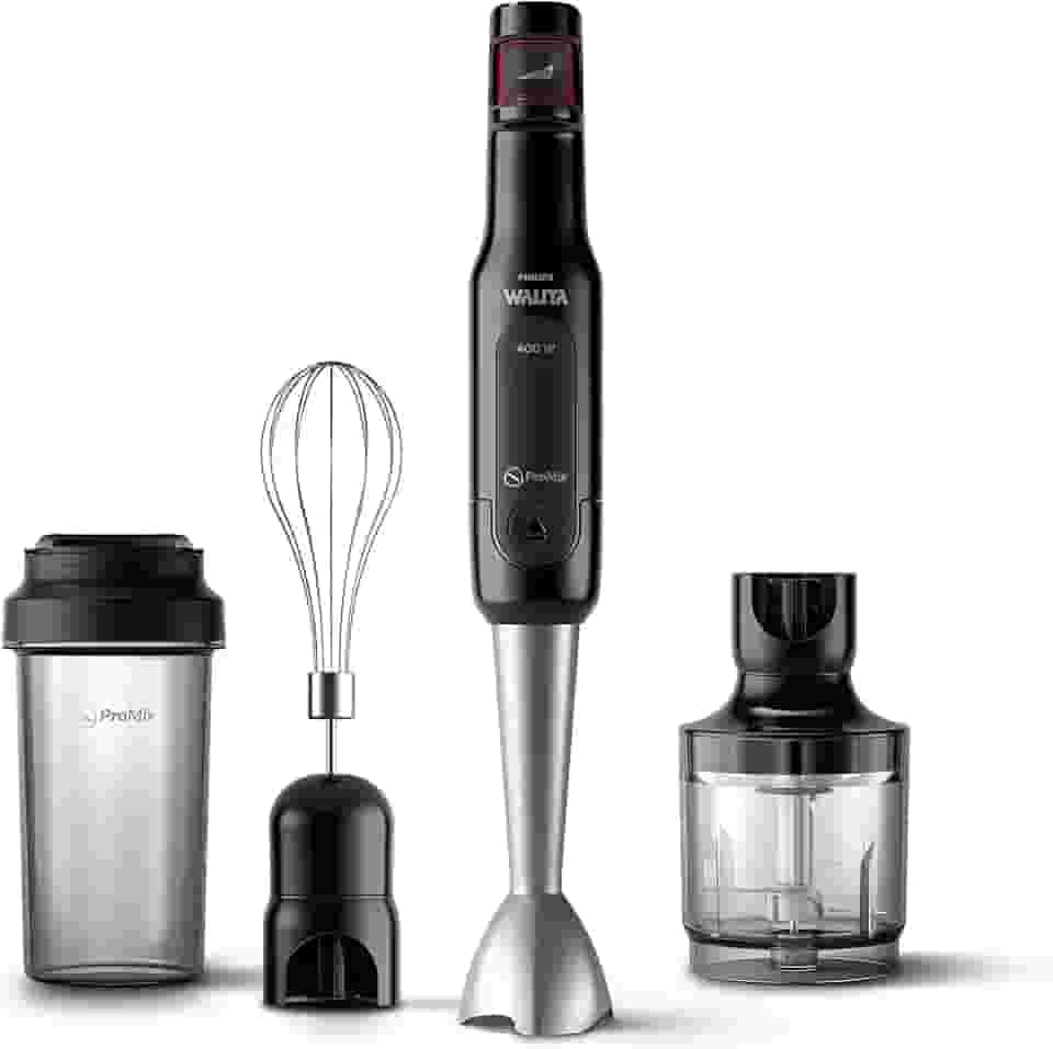 Philips Walita Preto e Inox Mixer Pro - Mix 4 em 1 - SpeedTouch com guia de velocidade - Copo para viagem - Fácil de limpar - 400W - 110V (RI2622/72)