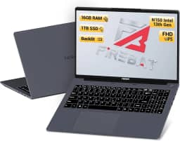 FIREBAT Laptop de 15,6 polegadas, teclado retroiluminado, SSD de 1 TB de 16 GB RAM, quad-core N150 3,6 GHz, webcam, notebook portátil IPS FHD para estudantes/faculdade/universidade/escola/negócios