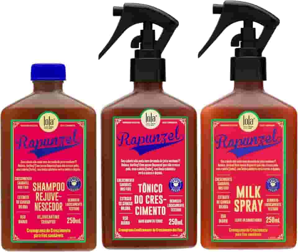 Kit Rapunzel Lola (Shampoo 250ml + Tônico de Crescimento 250ml + Leave-in 250ml)