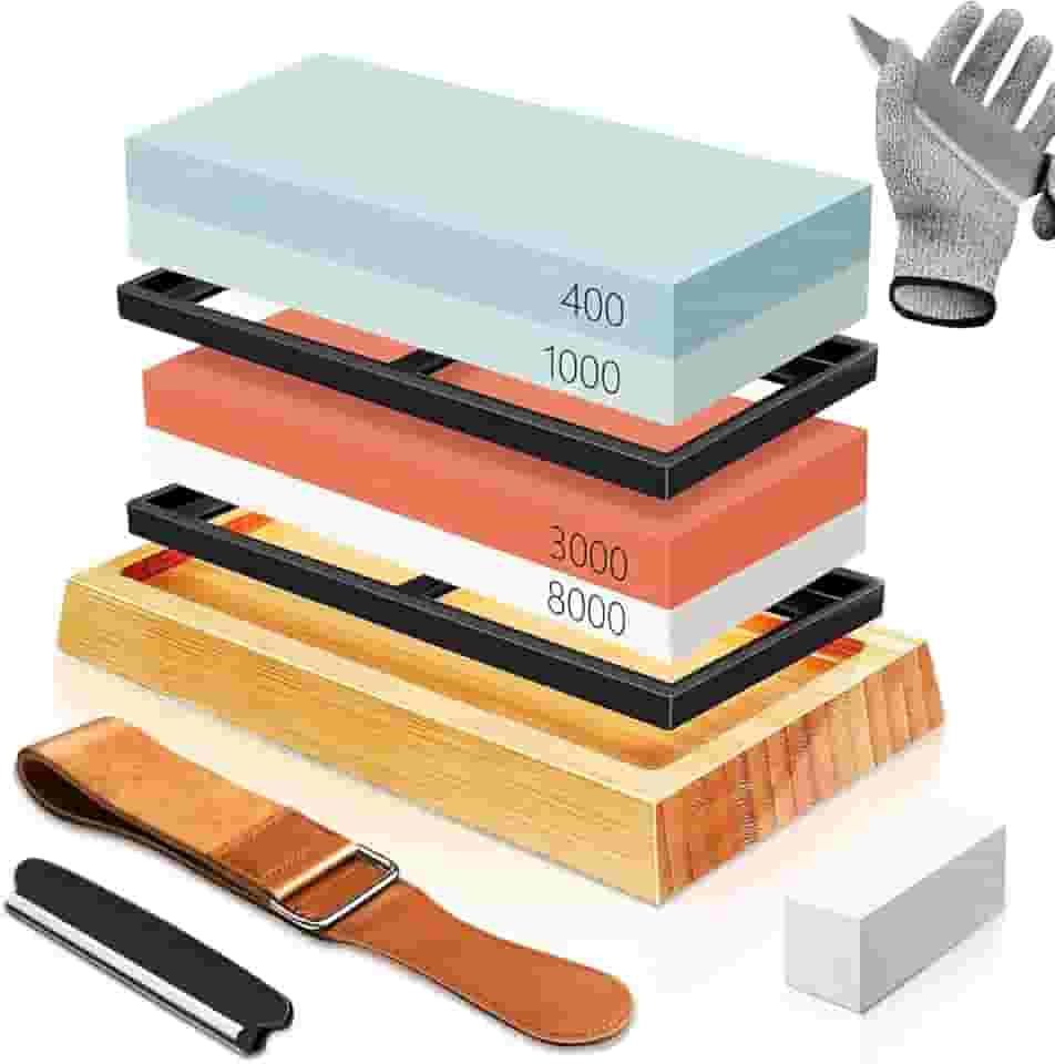 Pedra de Amolar Facas, Pedra de Afiar de Amolar de Granulação 400/1000 e 3000/8000, Afiador de Facas Profissional e Fácil de Usar, 10 Itens