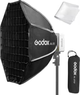 GODOX Softbox Octogonal Ml100Bi Ml-Sf50, 50 Cm X Cm/19,6 Pol. 19,6 Pol., Com Suporte Para Ml100R Ml100Bi, Ml60Iibi, Ml60Bi, Ml60, Ml30Bi, Ml30, Luz De Vídeo Led