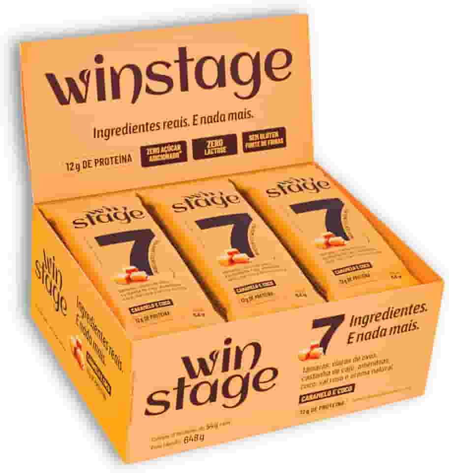 Barra de Proteína Sabor Caramelo e Coco WinStage - Caixa 12 Unid.