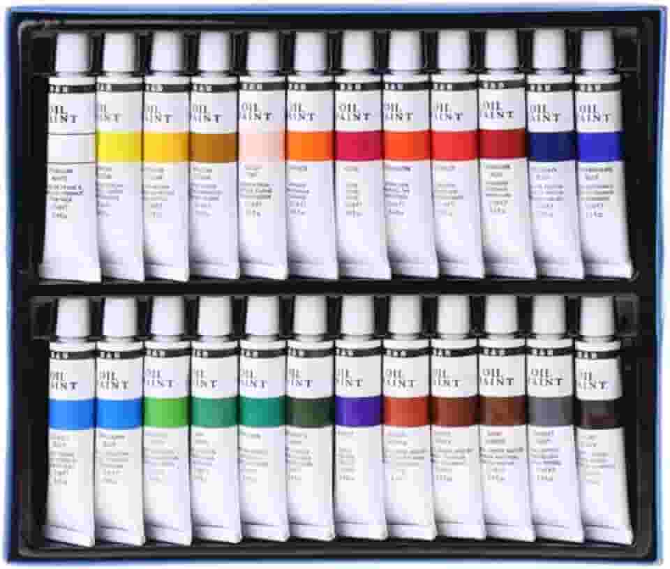 H&B Kit de Pintura a Óleo, 24 Cores Vibrantes, Bisnaga 12ml, para Tela e Arte