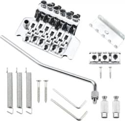 Guitarra elétrica cromada ponte Tremolo com barra dupla trava tipo Floyd Rose