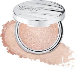 Erinde Iluminador facial Shimmer em pó, acabamento em creme a pó, brilho leve e saudável, maquiagem iluminadora corporal luminosa de longa duração, 04 Champagne Aura