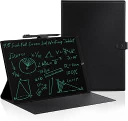 Tablet de escrita LCD para adultos: 9,5 polegadas com capa de couro, bloco de notas apagável reutilizável