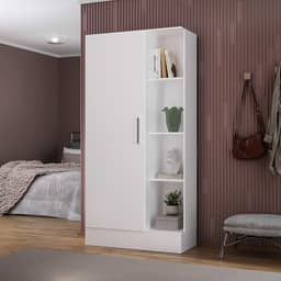 Armário Multiuso 1 Porta 7 Prateleiras Espresso Móveis Branco