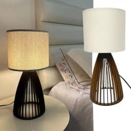 Abajur Luminária Mesa Sile 41 Cm Decorativo Com Fiação Bivolt 110/220V Com Cúpula Estrutura Madeira MDF Cor Imbuia