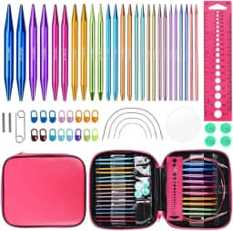 Conjunto de Agulhas de Tricô, 26 Agulhas de Tricô de 10 cm com 4 Cabos, 3-10mm, Suportes de Agulha E Bolsa de Couro, Agulha de Croche, Kit Croche Iniciante, Perfeito para Projetos Versáteis E de Tricô