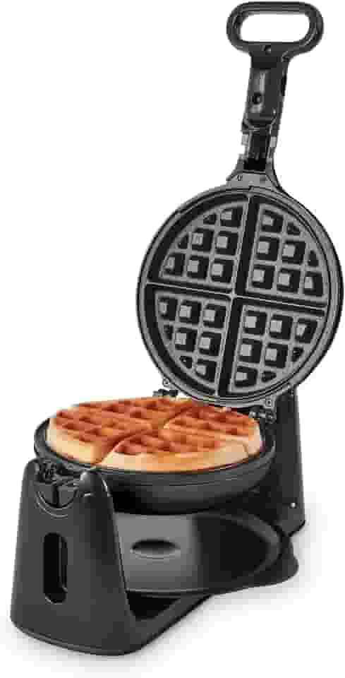 DASH Máquina de Waffle Belga Flip - Ferro de Waffle Antiaderente com Aquecimento Rápido, Superfície de PTFE, Preta