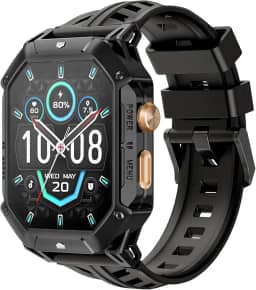 HAYLOU IRON N1 Relógio Inteligente Militar para Homens,Bateria com Duração de 100 Dias (850 mAh),Tela AMOLED HD de 2,01',Bluetooth Telefone Chamada Smartwatch,5ATM à Prova d'água,Assistente de Voz,100+ Modo Esportivo