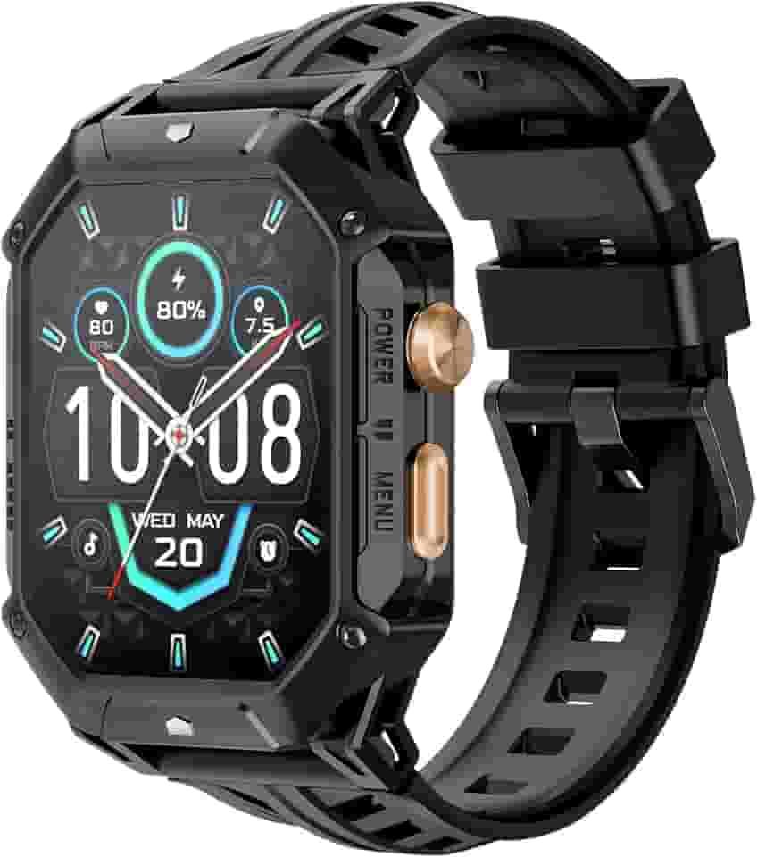 HAYLOU IRON N1 Relógio Inteligente Militar para Homens,Bateria com Duração de 100 Dias (850 mAh),Tela AMOLED HD de 2,01',Bluetooth Telefone Chamada Smartwatch,5ATM à Prova d'água,Assistente de Voz,100+ Modo Esportivo