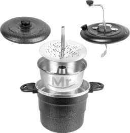 Panela Cuscuzeiro Multiuso 4 em 1 Cuscuzeira Pipoqueira Faz Pudim no Banho Maria Alumínio Resistente