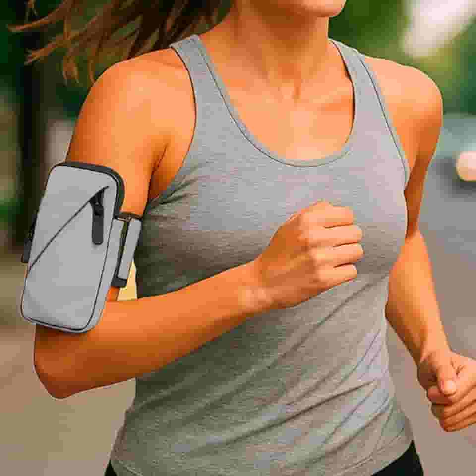 Capinha Braçadeira Suporte Porta Celular Para Braço Corrida Bike Academia Prova De Água Resistente Com Regulagem Premium (Cinza)