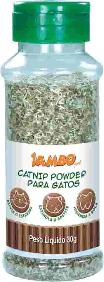 JAMBO PET Erva Natural Catnip Powder Alivia O Estresse Contém 30g Para Gatos