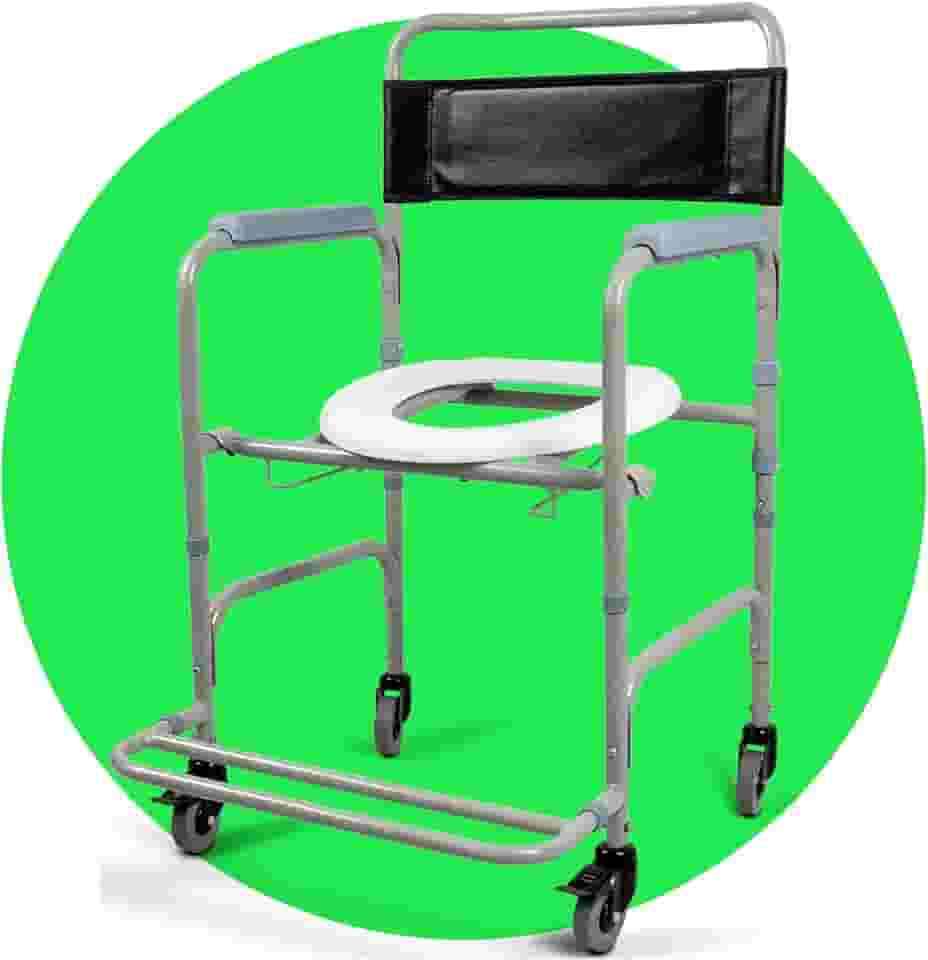 Cadeira de Banho D30, Estrutura em Alumínio, Assento Antiderrapante, Altura Ajustável, Prata Diamond