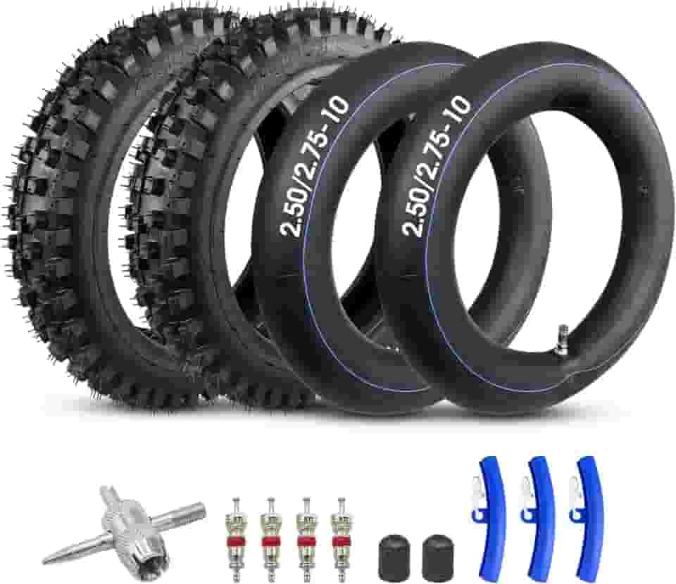 Conjunto de pneu off-road e tubo interno 2,50-10 resistente 2,50-10 Dirt Bike de substituição para Honda CRF50 XR50 Suzuki DRZ70 JR50 Yamaha PW50 Razor MX500 MX650 SX500 SX500 Pit Dirt Bike 2