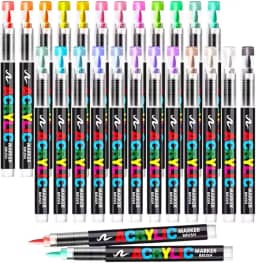 Kit 24 Canetas Brush Pen Pincel Acrílica Marcador Permanente Colorida Lettering Ponta Flexível (Multicolorido)