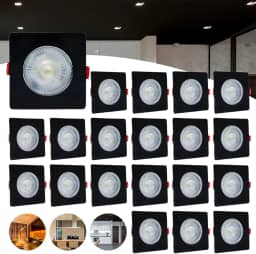 Kit 20 Spot Led Capa Preto 7w Direcionável Quadrado (Branco Quente)