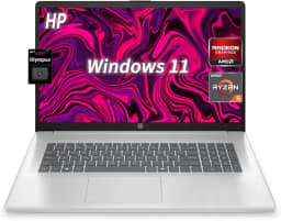 HP Laptop FHD de 17,3 polegadas | AMD Ryzen 5, RAM LPDDR5 de 8 GB | Armazenamento SSD PCIe NVMe de 512 GB, Tipo-C/A, HDMI, câmera de privacidade, Bluetooth, Wi-Fi 6, Windows 11 Home, bateria de longa