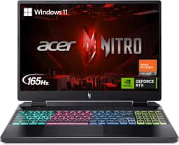 Acer Laptop para jogos Nitro 16 | CPU AMD Ryzen 7 7840HS OctaCore | GPU para laptop NVIDIA GeForce RTX 4050 | Tela IPS WUXGA 165Hz de 16 polegadas | DDR5 de 16 GB | SSD Gen 4 de 1 TB | WiFi 6E | KB