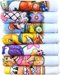 Pano De Prato Pé De Galinha Estampas Sortidas - Kit C/ 10 Un