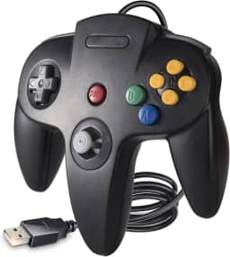 kiwitatá Controlador USB clássico N64, retrô N64 Bit USB com fio, controle de jogos para PC, Windows PC, Mac e Raspberry Pi 3, preto