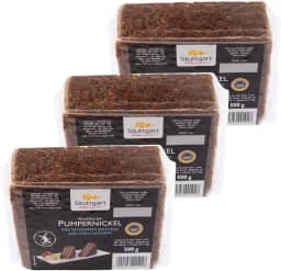 Pão alemão Stuttgart Pumpernickel de Centeio Integral e Malte – 3 unidades de 500g cada – Total 1,5 Kg