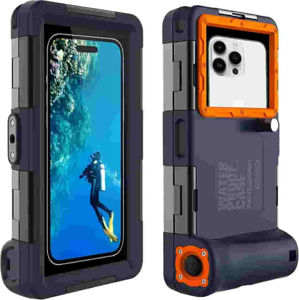 Capa profissional à prova d'água para mergulho com snorkel, capas protetoras de fotos e vídeos subaquáticos de 15 m/50 pés com cordão para iPhone 16/15/14/13/12Pro Max/XR/XS/X Samsung Galaxy S25/24/23