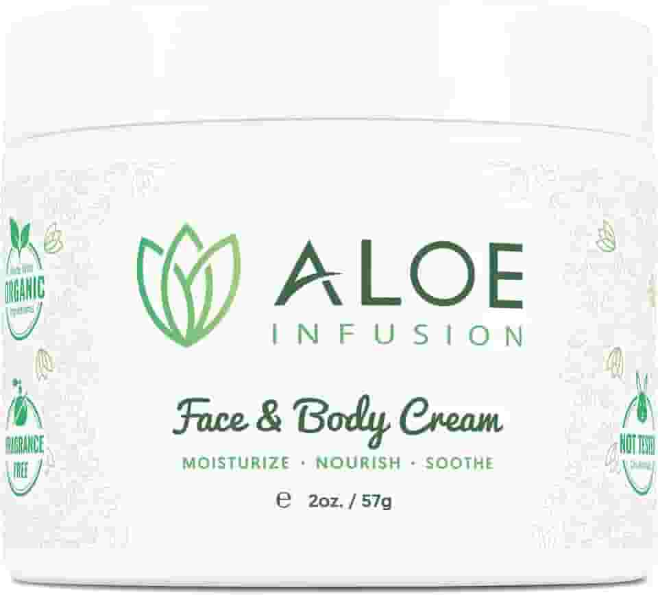 Aloe Infusion Hidratante Corporal E Facial - Creme Hidratante Natural Com Aloe Vera Orgânico - Cuidados Com A Pele Para Pele Seca, Antirrugas, Cicatrizes De Acne, Rosácea, Psoríase Eczema Creme Loçã