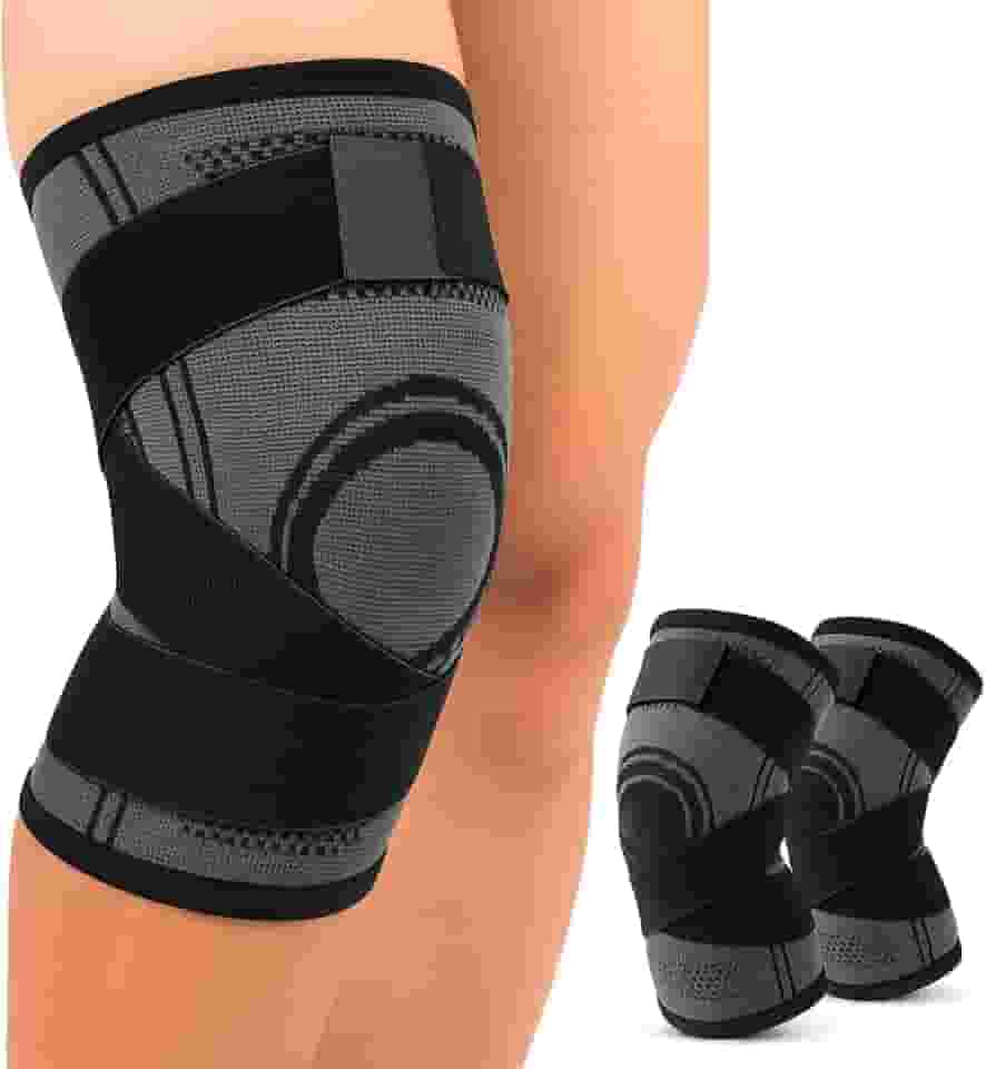 Kit Par 02 Joelheira Alta Compressão Alivio Dores Ortopédica Elástica Ajustável Proteção Esportes Recuperação