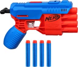 Nerf Lançador Alpha Strike Claw QS-4 Azul e Laranja, com 4 dardos Nerf Elite, brinquedo para meninos e meninas acima de 8 anos