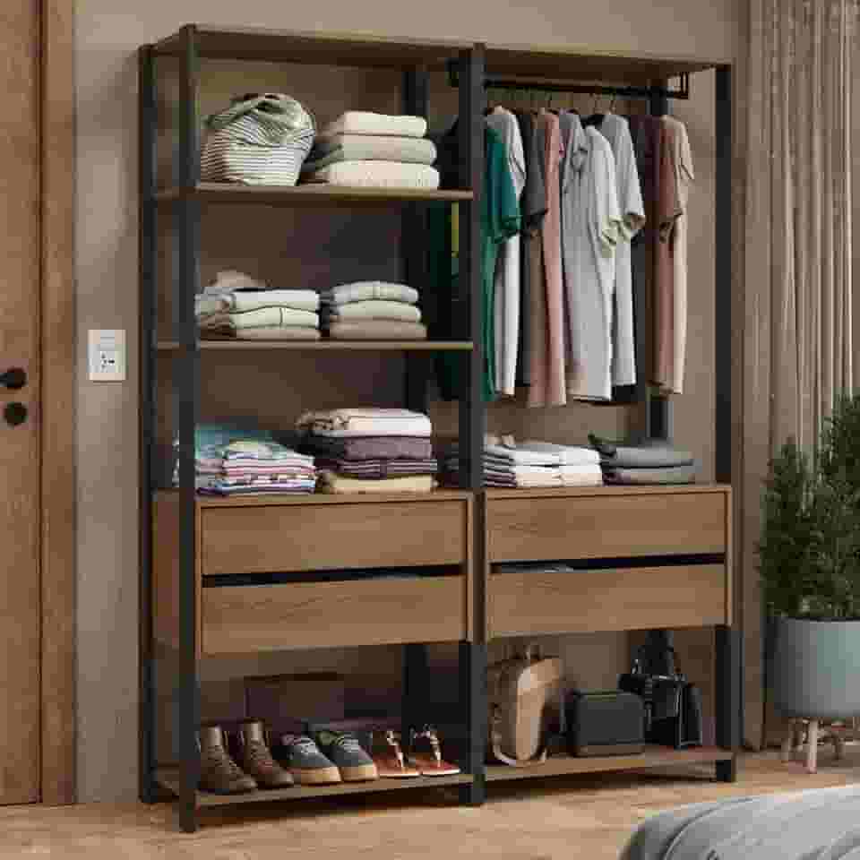 Guarda-roupa Closet Modulado 4 Gavetas 140 cm Valencia Madesa