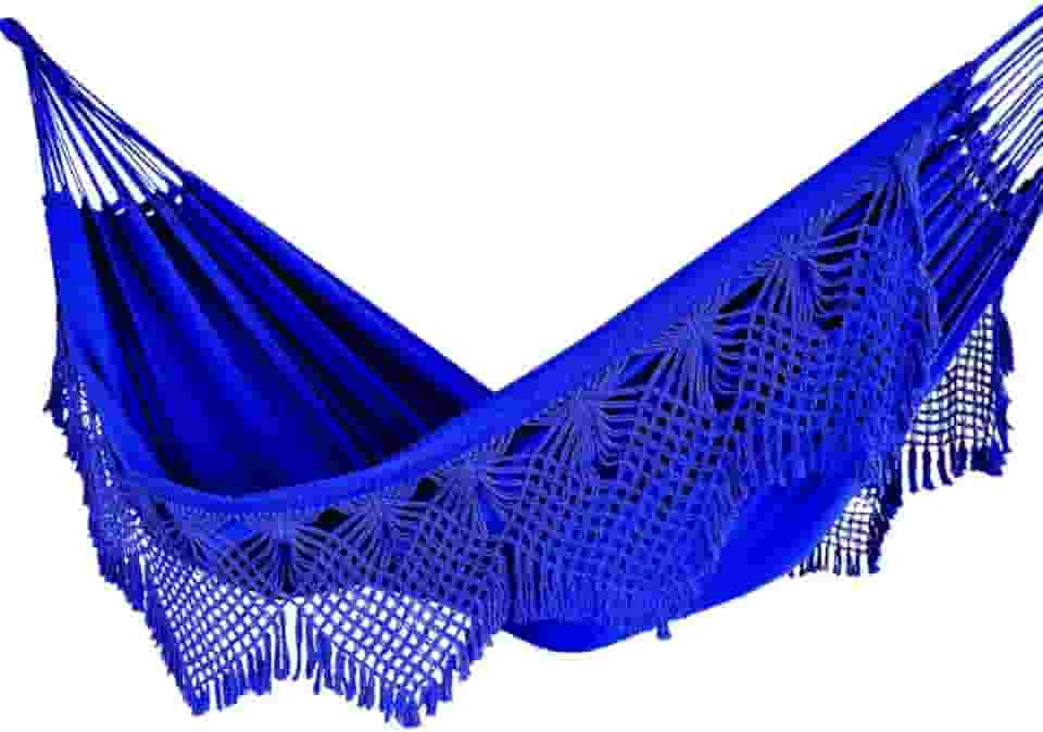 Rede De Descanso Luxo Dormir Balanço Casal Jeans Reforçada Grande 4.3 m x 1.5 m Até 250Kg - Ideal Para Camping, Praia, Acampamento, Jardim, Varando, Sítio, Chárcara, Apartamento, Viagem, Fazenda