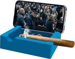 Cinzeiro de charuto grande 2 em 1 com suporte para telefone/suporte quadrado de silicone com 3 suportes para ambientes externos/externos/tabuleiros de pátio acessórios para homens presentes de fumante