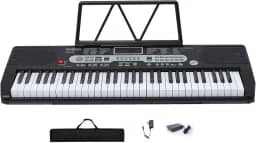 VEDO Teclado Eletrônico 61 Teclas - Piano Digital Portátil com Suporte para Partituras, Ideal para Iniciantes, Crianças e Adultos, Teclas Sensíveis ao Toque e Iluminadas, 200 Ritmos, 70 Músicas Demo