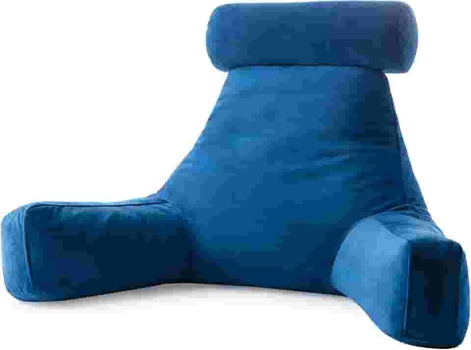 LINENSPA Travesseiro de leitura com espuma viscoelástica desfiada - travesseiro traseiro para sentar na cama, ler, jogar, assistir TV - Travesseiro de cadeira de cama com braços