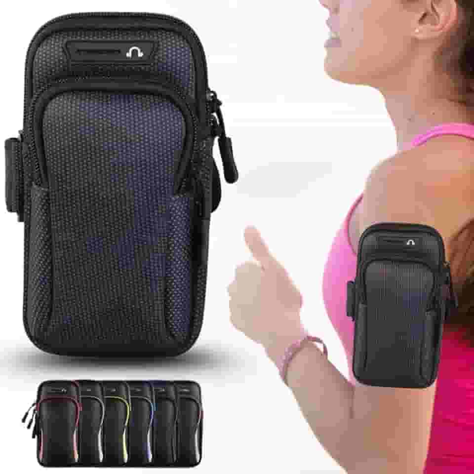 Braçadeira Esportiva Premium Suporte Braço Celular - Ideal para Treino Corrida Ciclismo (Preto)