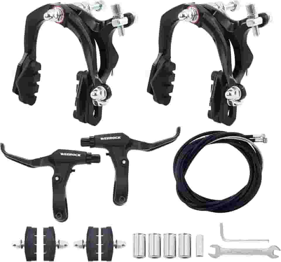 WEEROCK Conjunto de freio de bicicleta Calip, conjunto de freio C dianteiro e traseiro, conjunto de freio de aro com alavancas de freio de liga de alumínio, cabos de bicicleta para bicicleta infantil,