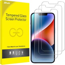JETech Película de Vidro Temperado para iPhone 16e 2025, iPhone 14 6,1 Polegadas, Protetor de Tela, HD Transparente, Pacote com 3
