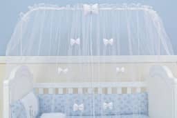 Mosquiteiro para Berço Varal Inteiro Lacinho Branco, Biramar Baby, Branco