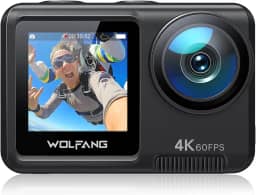 Câmera de Ação WOLFANG GA420 4K 60FPS 24MP WiFi Câmera à Prova d'Água Subaquática EIS 3.0 Zoom 8x Câmera de Capacete (Microfone Externo, Controle Remoto, 2x1350mAh Baterias e Kit de Acessórios)
