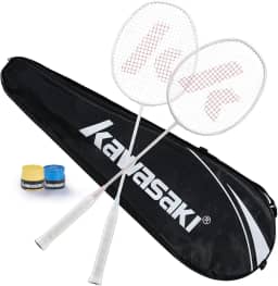 Kawasaki Raquete de badminton profissional grafite eixo badminton conjunto 2 raquete de peteca super leve para treinamento, esportes e entretenimento