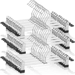 40cm Kit 30 Cabide com Presilha - Cabides com 360° Clipe Ajustáveis Cabide de Metal Resistentes Cabides para Roupas com Ganchos Giratórios Arara de Roupas para Saia e Calça