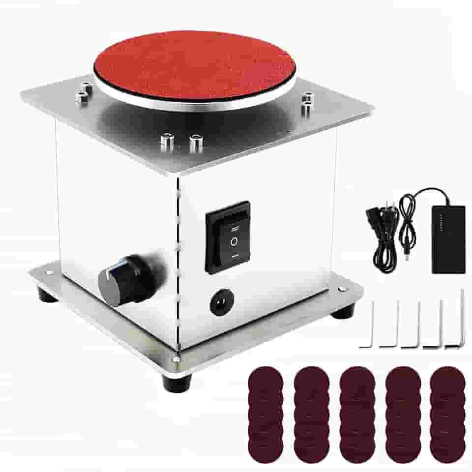 KZU Mini Lixadeira De Bancada 4', Mesa Elétrica 110 V, Disco Lixa 6000 Rpm Com 20 Lixas Para Trabalhar Metal, Alumínio E Madeira, Velocidade Ajustável