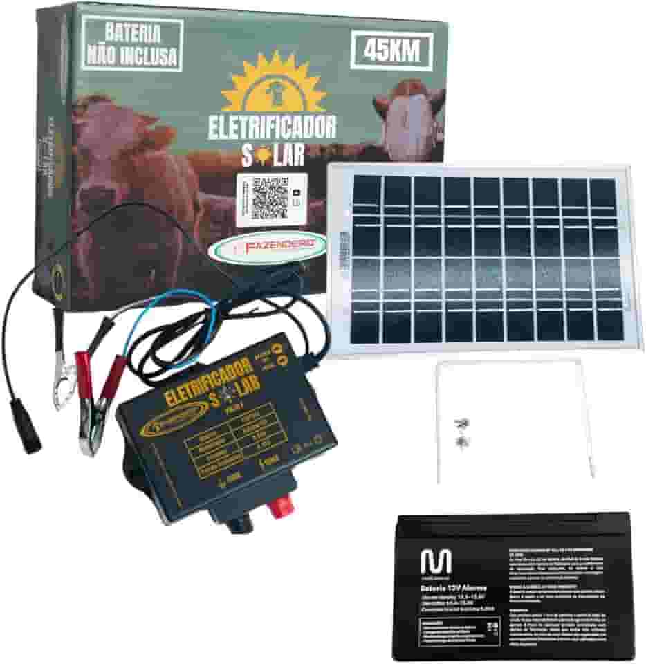 FAZENDEIRO, Cerca Elétrica Rural Eletrificador 45Km Solar com Bateria