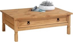 IDIMEX Mesa De Centro Madeira Maciça Retangular 1 Gavetas Rústico