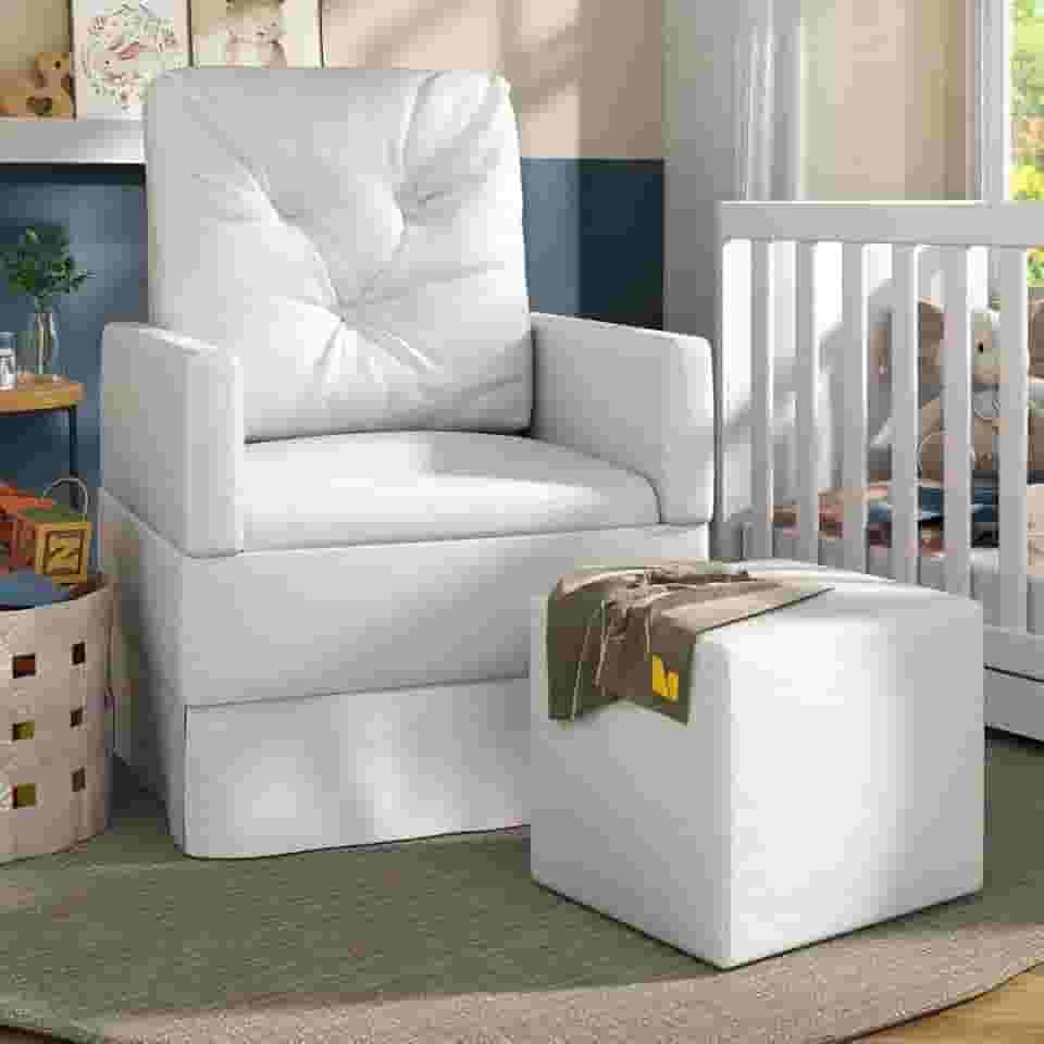 Poltrona de Amamentação com Balanço e Puff Multimóveis Ex4003 Branca