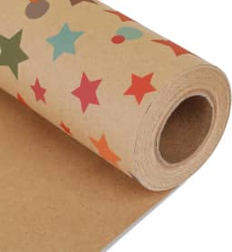 NESCCI Papel de embrulho de aniversário, rolo de papel de embrulho de presente, papel de embrulho Kraft - 43 cm x 32,8 pés por rolo, padrão de estrelas coloridas para meninos e meninas, perfeito para